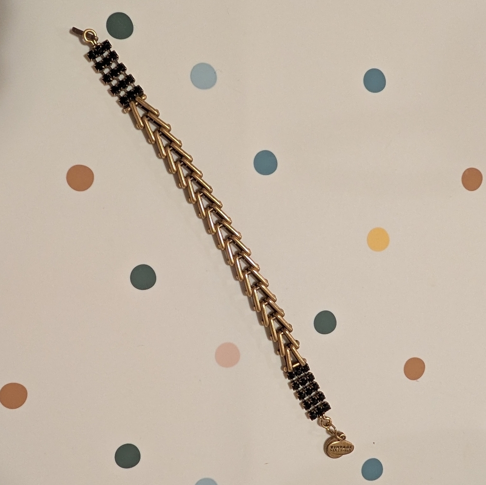 Elegant Gold and Black Bracelet By Alex And Ani Vintage Sixty Six